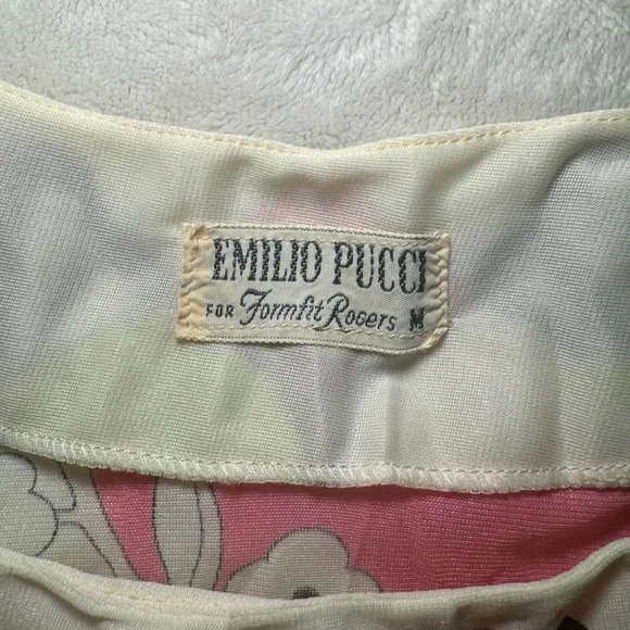 Vintage 1960s/70s Emilio Pucci 100% Silk Abstract AOP Retro MOD Dress - Picture 9 of 11